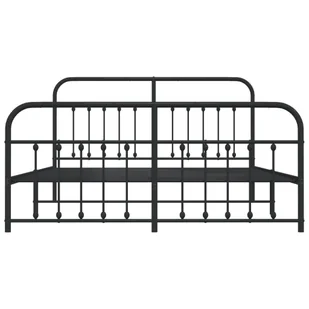 Metalowa rama łóżka z wezgłowiem i zanóżkiem, czarna, 183x213cm Lumarko! - Inne meble do sypialni - miniaturka - grafika 7