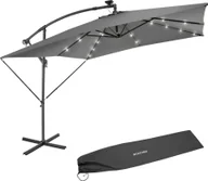 Parasole ogrodowe - Tectake Parasol Sunna LED-Solar z korbą 2,5 x 2,5 m - jasnoszary - miniaturka - grafika 1