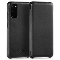 Etui i futerały do telefonów - moVear flipSide S - Skórzane etui do Samsung Galaxy S20 Ultra (6.9") | Pokrowiec slim case, Skóra naturalna gładka (Czarny) - miniaturka - grafika 1