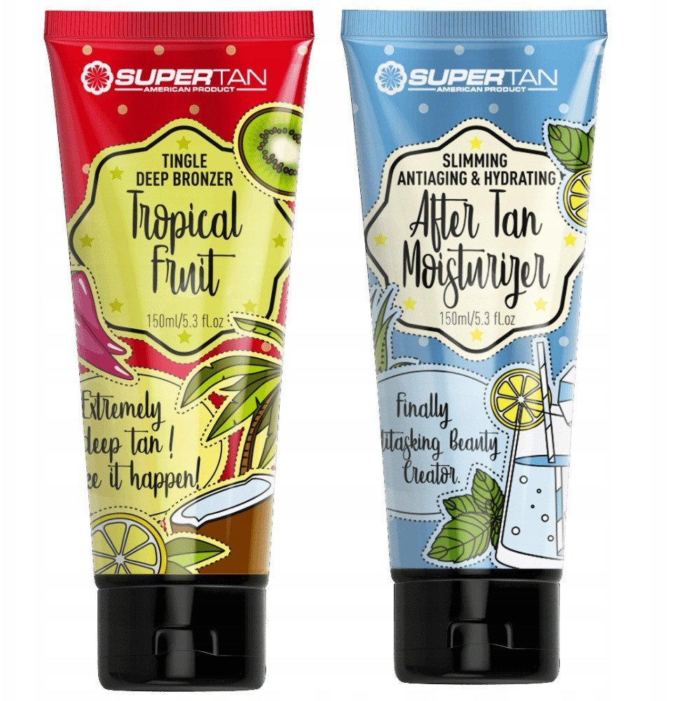 SUPERTAN TROPICAL FRUIT 1x 150ml MOCNY TINGLE BRONZER + Balsam After Tan 150ml