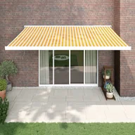 Markizy - vidaXL Zwijana markiza, żółto-biała, 4x3 m, tkanina i aluminium - miniaturka - grafika 1