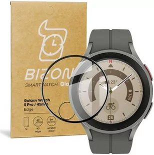 Bizon Szkło hybrydowe Glass Watch Edge Hybrid dla Galaxy Watch 5 Pro 45 mm, czarne - Akcesoria do smartwatchy - miniaturka - grafika 1