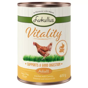 5 + 1 gratis! Lukullus Vitality, bezzbożowa mokra karma dla psa, 6 x 400 g - Trawienie: Kurczak - Mokra karma dla psów - miniaturka - grafika 1