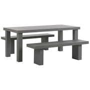 Meble ogrodowe - Beliani Zestaw ogrodowy Taranto betonowy stół i 2 ławki szary 216816 - miniaturka - grafika 1