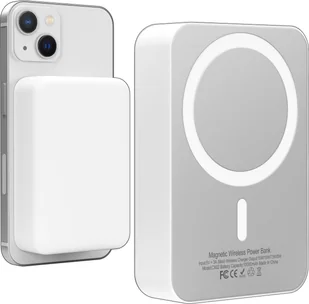Hello Case Powerbank MagSafe do Apple iPhone 10000 mAh Indukcyjny Trwały Mocny Biały - Powerbanki - miniaturka - grafika 1