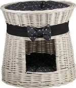 Legowiska dla kotów - WickerPL Buda dla Kota, leżak dla zwierząt, domek dla kota z wikliny piętrowy, wybielany z poduszkami48 H43 cm - miniaturka - grafika 1