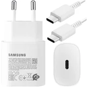 Ładowarki do telefonów - Oryginalna Ładowarka sieciowa USB-C Samsung 25W + Kabel Type C 180cm Premium Super Fast Charge Zestaw Biała - miniaturka - grafika 1