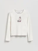 Bluzki dla dziewczynek - Reserved - Koszulka z haftem - złamana biel - miniaturka - grafika 1