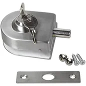 Zawiasy, okucia i inne akcesoria - Bezramowy srebrny zamek do drzwi szklanych z kluczami, bez konieczności wiercenia w szkle, odpowiedni do szkła o grubości 10-12 mm - miniaturka - grafika 1