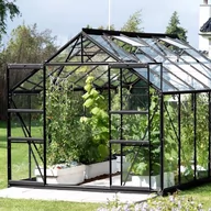 Szklarnie ogrodowe - VITAVIA szklarnia ogrodowa URANUS 11500, czarna (11,5 m2; 2,57 x 4,45 m), szkło hartowane + baza - miniaturka - grafika 1
