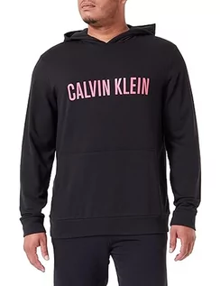 Bluzy męskie - Calvin Klein Męska bluza z kapturem L/S, Czarny z różą fuksją, L - grafika 1