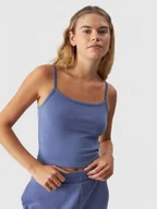 Koszulki sportowe damskie - Damski crop-top 4F 4FWAW24TSLEF107 - niebieski - miniaturka - grafika 1