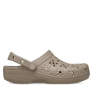 Klapki i japonki damskie - Klapki Crocs Classic Floral Cut Out Clog 210927 Brązowy - miniaturka - grafika 1