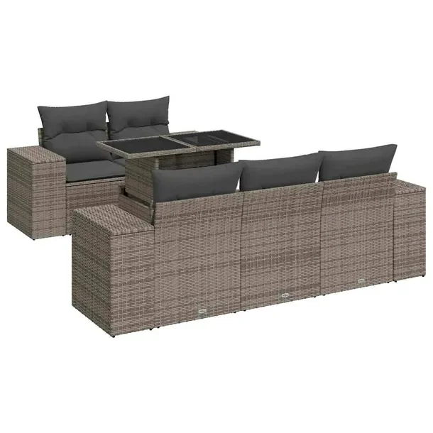 Zestaw mebli ogrodowych z szarego rattanu PE, wymiary 100 x 55 x 44/73 cm