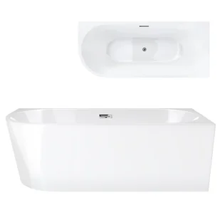 Wanna narożna przyścienna 150 cm Intero Corsan Prawa korek klik-klak chrom - Wanny - miniaturka - grafika 1