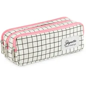 Piórniki - Zagatto, Piórnik Szkolny Trzykomorowy Duży Saszetka  W Kratkę - miniaturka - grafika 1