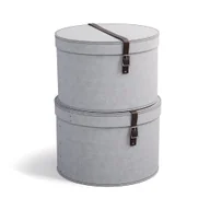 Pudła i pojemniki do przechowywania - Jasnoszare kartonowe pojemniki z pokrywką zestaw 2 szt. ø 37,5x25,5 cm Rut – Bigso Box of Sweden - miniaturka - grafika 1