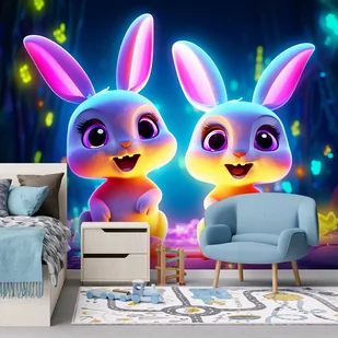 Fototapeta, Kreskówkowe króliczki neon (Rozmiar 400x280) - Fototapety Fototapeta, Kreskówkowe króliczki neon (Rozmiar 400x280) - Fototapety - miniaturka - grafika 2