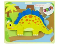 Puzzle - Import LEANToys Drewniane Puzzle Dinozaur Stegosaurus Żółty LT-10341-0 - miniaturka - grafika 1