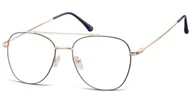 Okulary korekcyjne, oprawki, szkła - Oprawki okulary Pilotki zerówki korekcyjne 922E granatowo-złote - miniaturka - grafika 1