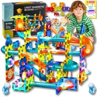 Klocki - DUŻY ZESTAW KLOCKI MAGNETYCZNE ŚWIECĄCE KONSTRUKCYJNE KULODROM 3D ZESTAW 110 EL PREZENT + EBOOK - miniaturka - grafika 1