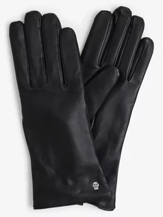 Rękawiczki - ROECKL - Skórzane rękawiczki damskie z dodatkiem kaszmiru, czarny - grafika 1