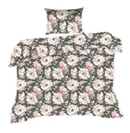 Pościel - Extrapościel Pościel bawełniana 140x200 1092N czarna kwiaty Classic E24 - miniaturka - grafika 1