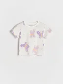 Bluzki dla niemowląt - Reserved - Bawełniany t-shirt we wzory - wielobarwny - miniaturka - grafika 1