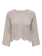 Swetry damskie - Bestseller A/S Damski sweter ONLNOLA Life 3/4 KNT NOOS, szary Feather Gray, XXS, szary (Feather Gray), XXS - miniaturka - grafika 1