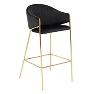 Taborety i hokery - Hoker Glamour BC-12 czarny welur, przeszycia, złote nogi - miniaturka - grafika 1