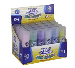 Klej w sztyfcie 15g transparenty pastelowy 24szt) - Kleje biurowe - miniaturka - grafika 1