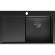 Zlewozmywaki - Mexen Exar zlewozmywak stalowy 1-komorowy z ociekaczem prawy 780 x 480 mm, czarny HC - 6434781010P-70HC - miniaturka - grafika 1