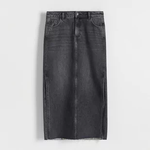 Reserved - Jeansowa spódnica z rozcięciami - Czarny - Spódnice - miniaturka - grafika 1