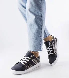Granatowe sneakersy zdobione monogramem Bolduc-38 - Sneakersy damskie - miniaturka - grafika 1