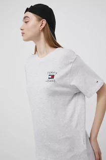 Koszulki i topy damskie - Tommy Jeans t-shirt bawełniany kolor szary - grafika 1