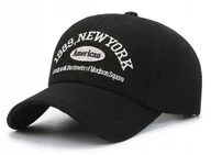 Czapki i chusty sportowe męskie - Czapka z daszkiem bejsbolówka NEW YORK bawełniana CZARNA Pako Jeans - miniaturka - grafika 1