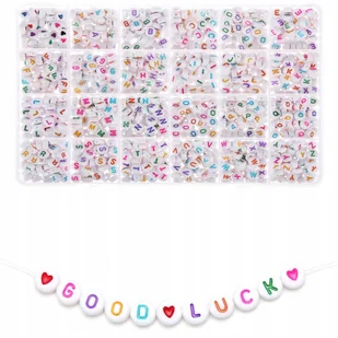 Koraliki zestaw 1200 sztuk litery alfabet kolorowe - Dekoratorstwo - miniaturka - grafika 1