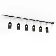 Lampy sufitowe - QAZQA Nowoczesny system oświetlenia szynowego z 6 czarnymi lampami wiszącymi 1-fazowymi - Magnetic Vance - miniaturka - grafika 1