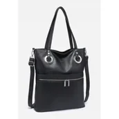 Torebki damskie - Pojemna Praktyczna Torebka Damska Czarna Torba LUIGISANTO Shopper A4 - miniaturka - grafika 1