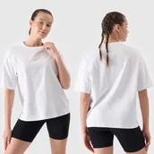 Koszulki i topy damskie - Koszulka Damska 4F T-shirt Oversize Basic Biały 4FRSS24TTSHF2545 XL Biały - miniaturka - grafika 1