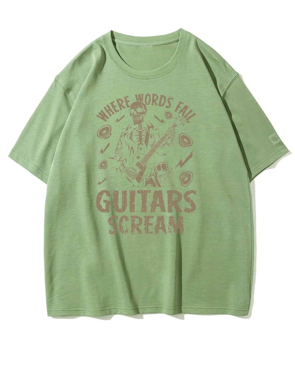 Koszulka oversize Krzyk Gitary Muzyka Szkielet Matcha M