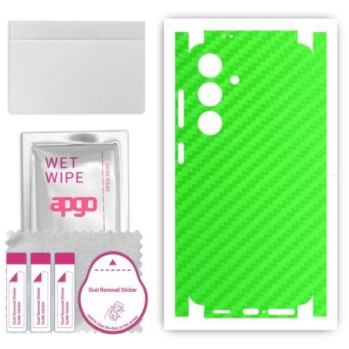 folia naklejka skórka strukturalna na TYŁ+BOKI do Samsung Galaxy S24 - Carbon Zielony - apgo SKINS