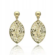 Kolczyki - Lekkie Ażurowe Kolczyki Listki Wiszące Złote Typu Sztyft - miniaturka - grafika 1