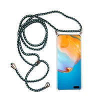 Etui i futerały do telefonów - Etui Huawei Etui na telefon komórkowy z łańcuszkiem Slim Cover Etui na telefon komórkowy Etui z paskiem na sznurek, do telefonu komórkowego: Huawei P30, wybierz pasek: zielono-czarny - miniaturka - grafika 1
