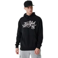 Bluzy męskie - New Era Męska bluza z kapturem MLB Retro Grphc Os Neyyan Blkwhi New York Yankees bluza z kapturem, Czarny, XS - miniaturka - grafika 1