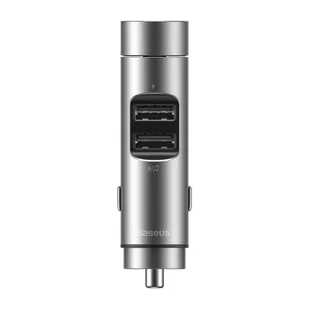 Baseus Energy Column Transmiter FM Bluetooth 5.0 ładowarka samochodowa 2x USB 3,1A QC3.0 srebrny (CCNLZ-0S) - Ładowarki samochodowe - miniaturka - grafika 2