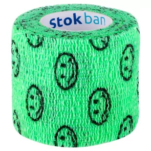 StokBan 5 x 450cm-emotki na zielonym Bandaż elastyczny samoprzylepny - Apteczki i materiały opatrunkowe - miniaturka - grafika 1