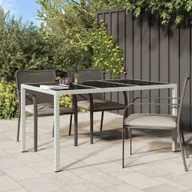 Stoły ogrodowe - Stół ogrodowy, 150x90x75 cm, szkło i rattan PE, biały - miniaturka - grafika 1