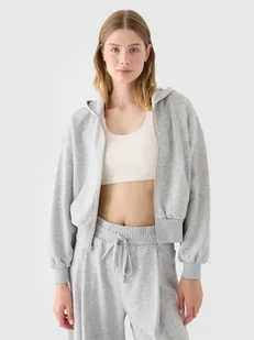 4F Bluza dresowa rozpinana z kapturem damska - szara XL - Bluzy damskie - miniaturka - grafika 1