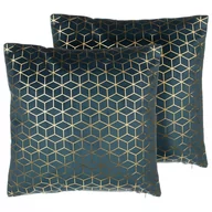 Poduszki dekoracyjne - Beliani Zestaw 2 poduszek dekoracyjnych welurowy geometryczny wzór 45 x 45 cm - miniaturka - grafika 1